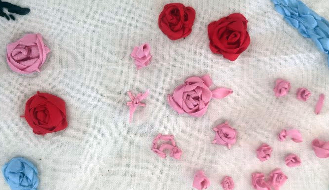 embroidered roses